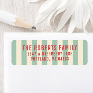 Merry and Bright Striped Return Address Label