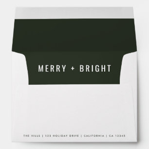 Merry and Bright Stylish Dark Green Christmas Envelope