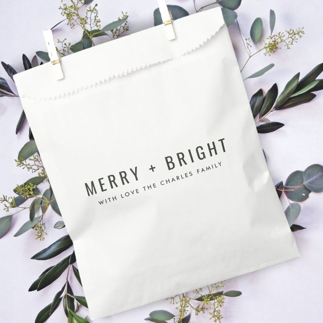 Merry and Bright | Stylish Dark Green Christmas Favour Bag (Creator Uploaded)