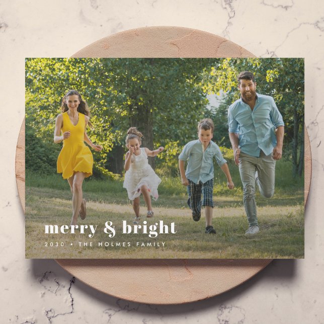Merry and Bright | Stylish Family Photo Christmas Holiday Card (Creator Uploaded)
