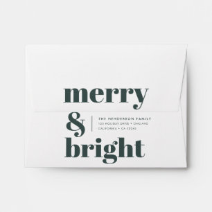 Merry and Bright   Stylish Forest Green Christmas Envelope