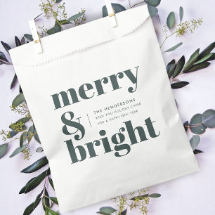 Merry and Bright   Stylish Forest Green Christmas Favour Bag