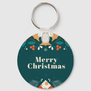 Merry and Bright Stylish Modern New Year Key Ring