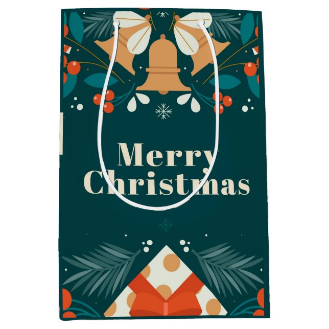 Merry and Bright Stylish Modern New Year   Medium Gift Bag (Front)