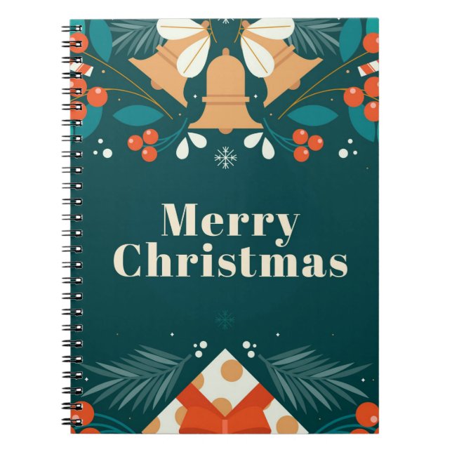Merry and Bright Stylish Modern New Year  Notebook (Front)