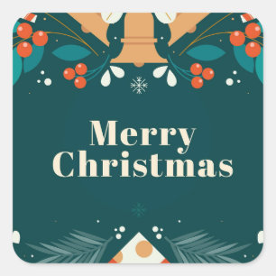 Merry and Bright Stylish Modern New Year Square Sticker
