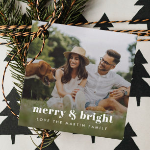 Merry and Bright   Stylish Modern Photo Xmas Favour Tags