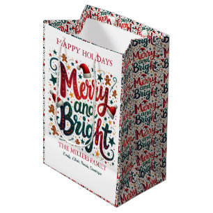 Merry and bright, this colourful, festive Design Medium Gift Bag