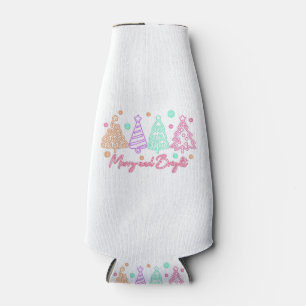 Merry and Bright Tree Neon Christmas Bottle Cooler