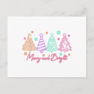 Merry and Bright Tree Neon Christmas Enclosure Card