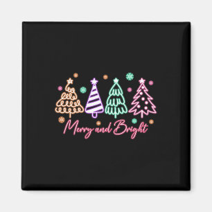 Merry And Bright Tree Neon Christmas  Magnet
