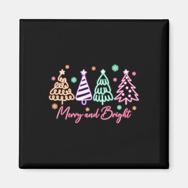 Merry And Bright Tree Neon Christmas  Magnet (Front)