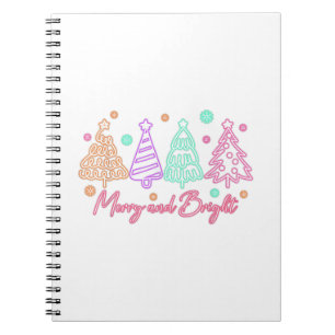 Merry and Bright Tree Neon Christmas Notebook