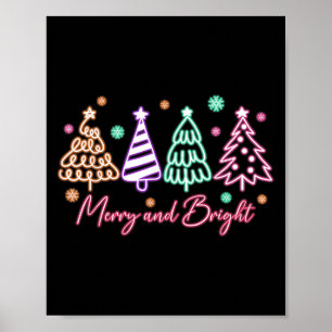 Merry And Bright Tree Neon Christmas Poster