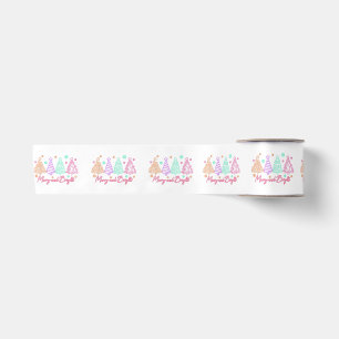 Merry and Bright Tree Neon Christmas Satin Ribbon