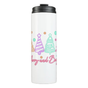 Merry and Bright Tree Neon Christmas Thermal Tumbler