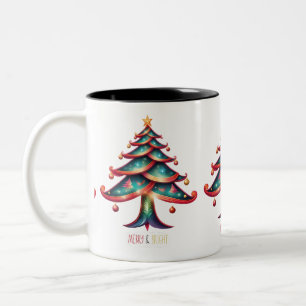 Merry and Bright Tree Two-Tone Coffee Mug