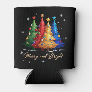 Merry and Bright Trees Christmas Holiday Gift Cute Can Cooler