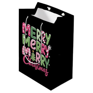 Merry and Bright Trees Christmas Holiday Winter Medium Gift Bag