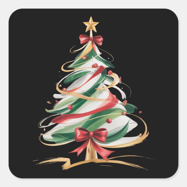 Merry and Bright Trees Christmas Holiday Winter  Square Sticker (Front)