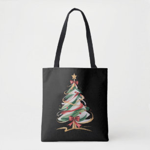 Merry and Bright Trees Christmas Holiday Winter Tote Bag