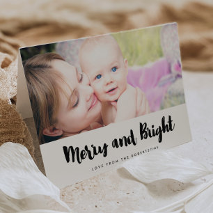 Merry and Bright Trendy Family Photo Holiday Card