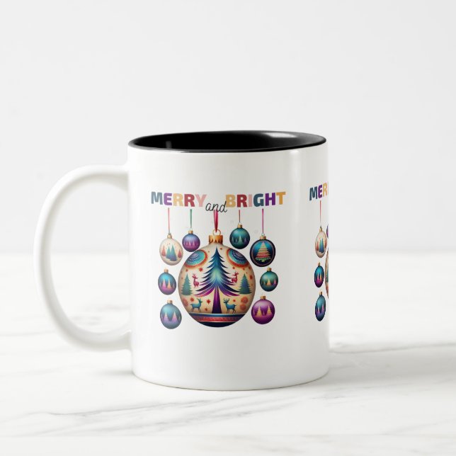 Merry and Bright Two-Tone Coffee Mug (Left)