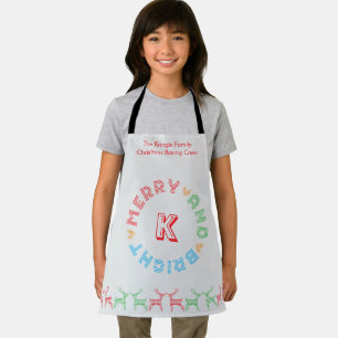 Merry And Bright Typography Christmas Apron