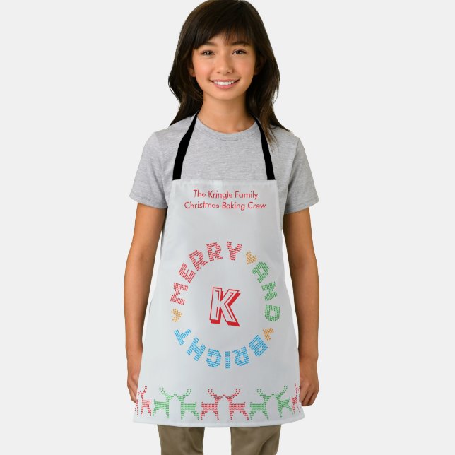 Merry And Bright Typography Christmas Apron (Insitu)