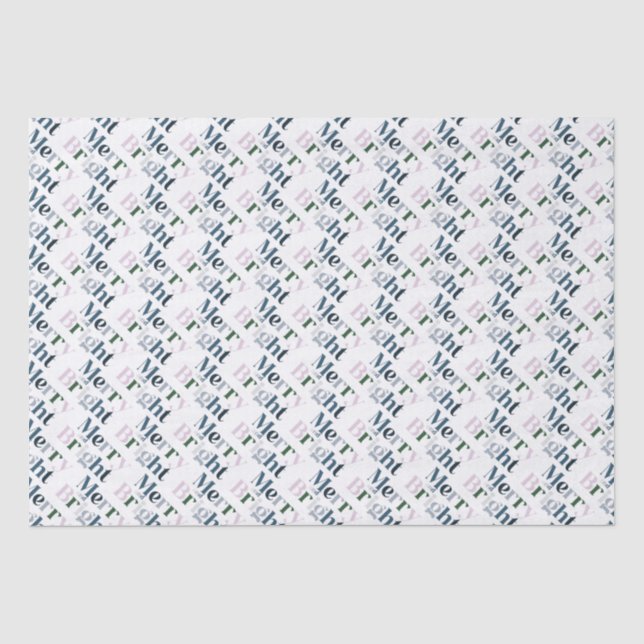 Merry And Bright Typography Modern Tissue Paper (Front)
