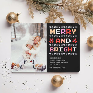 Merry and Bright   Ugly Christmas Sweater Photo  Holiday Card