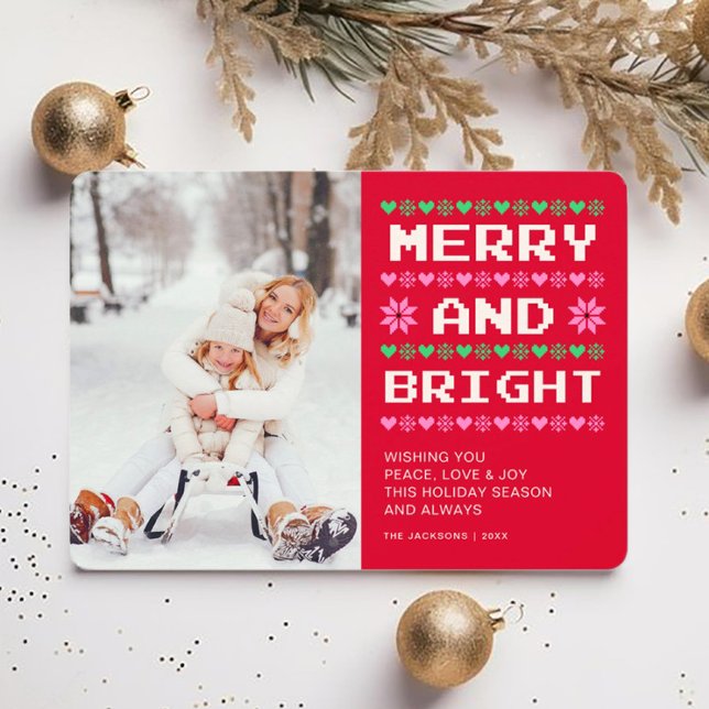 Merry and Bright | Ugly Christmas Sweater Photo Holiday Card (Creator Uploaded)