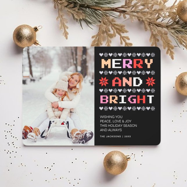 Merry and Bright | Ugly Christmas Sweater Photo  Holiday Card (Creator Uploaded)