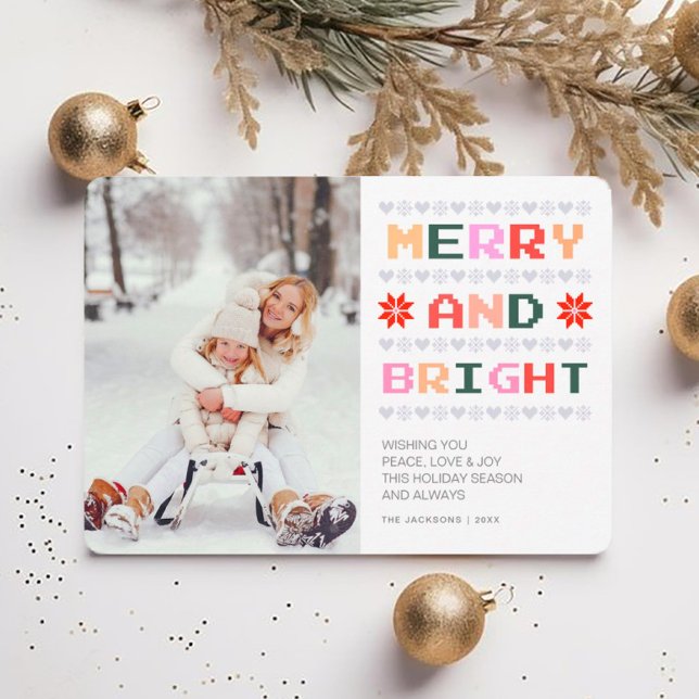 Merry and Bright | Ugly Christmas Sweater Photo  Holiday Card (Creator Uploaded)