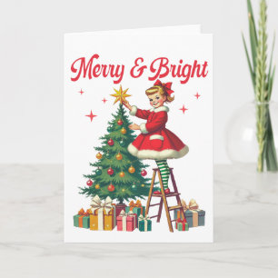 Merry and Bright - vintage christmas Card