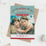 Merry and Bright Vintage Christmas Photo Holiday Card<br><div class="desc">Send your holiday wishes to friends and family with this customisable Christmas card. This photo Christmas card features vintage typography. Personalise by adding your details. This custom holiday card is available in other colours and cardstock. Matching items are available.</div>