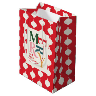 Merry and bright vintage colorful Christmas Medium Gift Bag