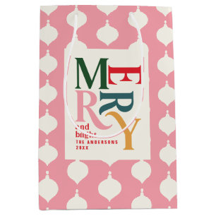 Merry and bright vintage colourful Christmas Medium Gift Bag