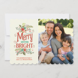 Merry and Bright Vintage Country Floral Photo Card
