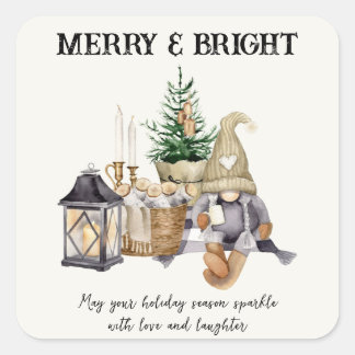 Merry and bright water colour Christmas sticker 