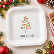 Merry and Bright Watercolor Christmas Tree Custom