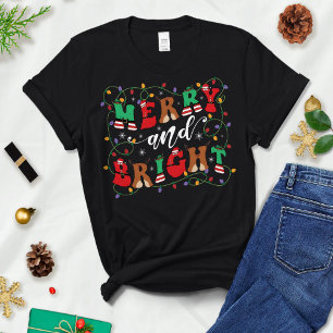 Merry and Bright, Women's Christmas shirt,Womans T-Shirt