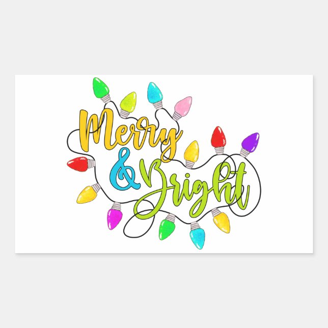 Merry And Bright Xmas Lights   Rectangular Sticker (Front)