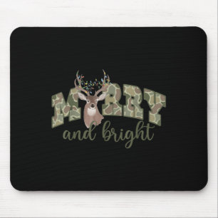 Merry And Christmas Bright Camouflage Reindeer Xma Mouse Pad