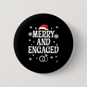 Merry And Engaged Couple Christmas Matching Pajama 6 Cm Round Badge