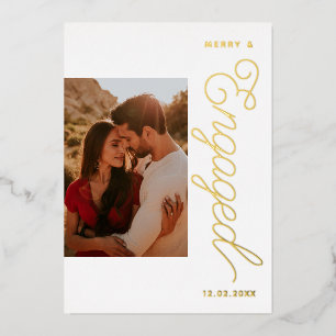 Merry and Engaged Photo Foil Holiday Card