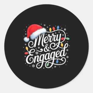 Merry And Engaged Shirt Couple Christmas Matching  Classic Round Sticker