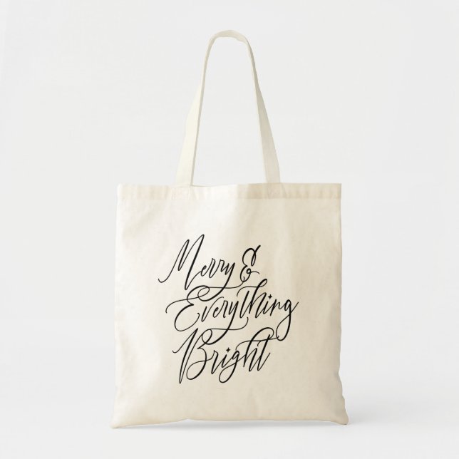 Merry and Everything Bright Christmas Tote Bag (Front)