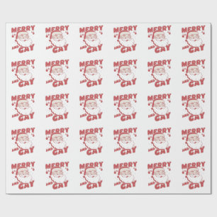 Merry and Gay Funny Christmas LGBTQ Pride Wrapping Paper
