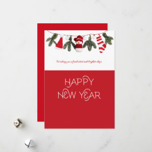 Merry And Happy New Year Christmas Card, Modern  Holiday Card